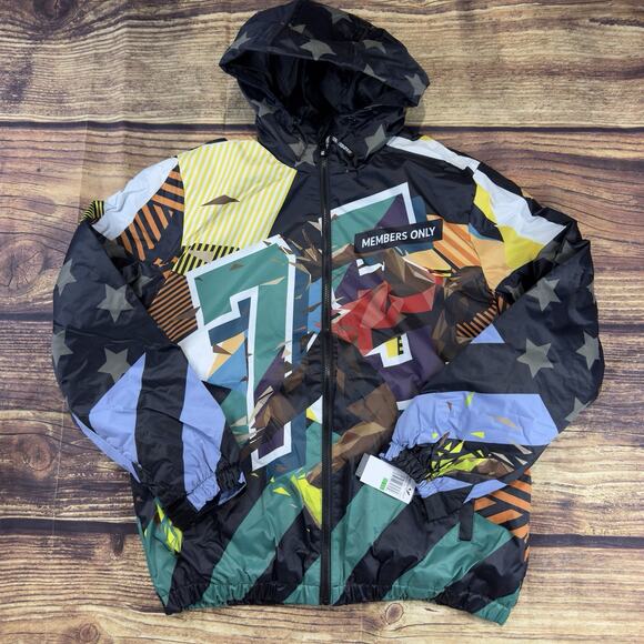 Members Only Puffer Jacket Mens Large Multicolor Hooded Full Zip Adult NWT - Picture 1 of 7